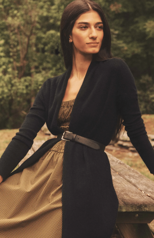 CASHMERE TRAPEZE CARDIGAN BLACK-WHITE and WARREN-FLOW by nicole