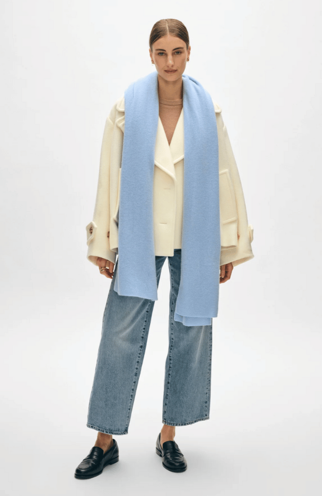 CASHMERE TRAVEL WRAP ICY BLUE-WHITE + WARREN-FLOW by nicole