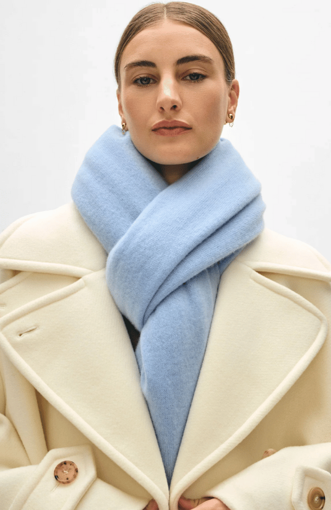 CASHMERE TRAVEL WRAP ICY BLUE-WHITE + WARREN-FLOW by nicole