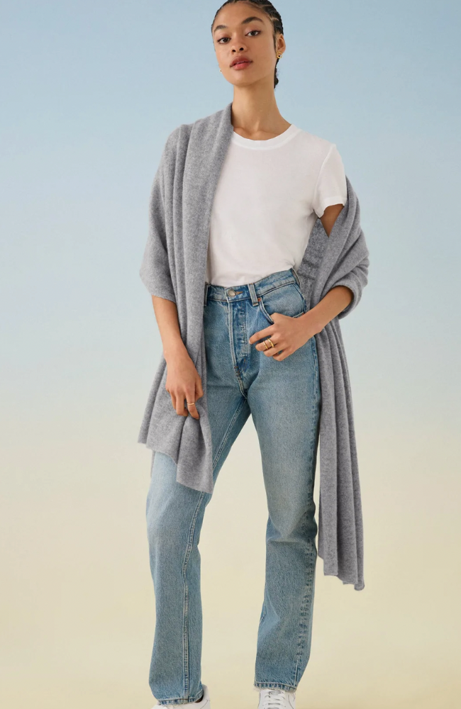 CASHMERE TRAVEL WRAP MISTY GREY HEATHER-WHITE and WARREN-FLOW by nicole