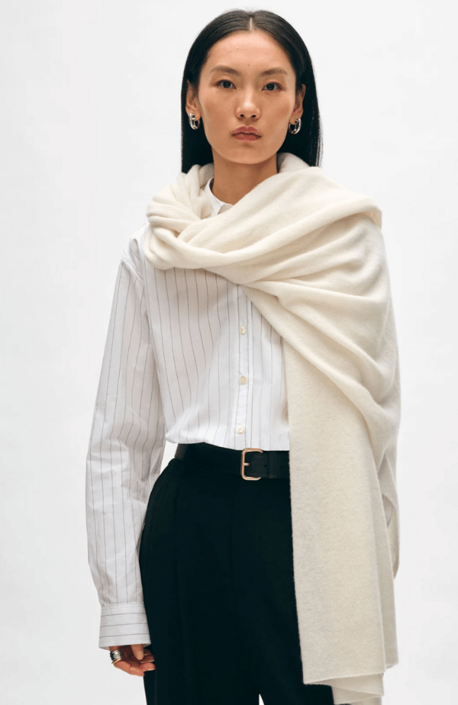 CASHMERE TRAVEL WRAP - SOFT WHITE-WHITE + WARREN-FLOW by nicole