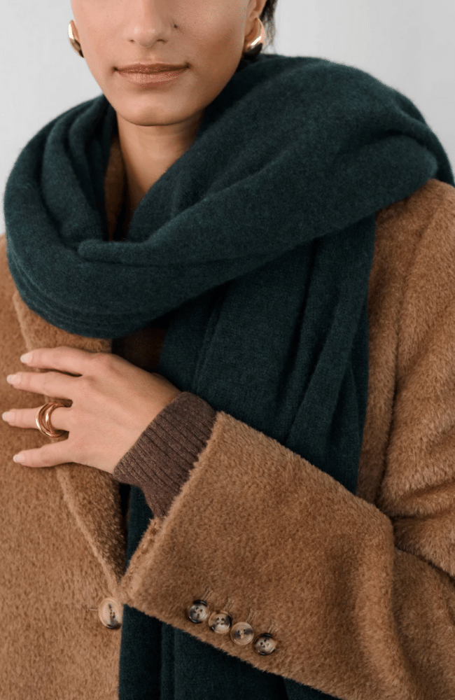 CASHMERE TRAVEL WRAP - SPRUCE HEATHER-WHITE + WARREN-FLOW by nicole