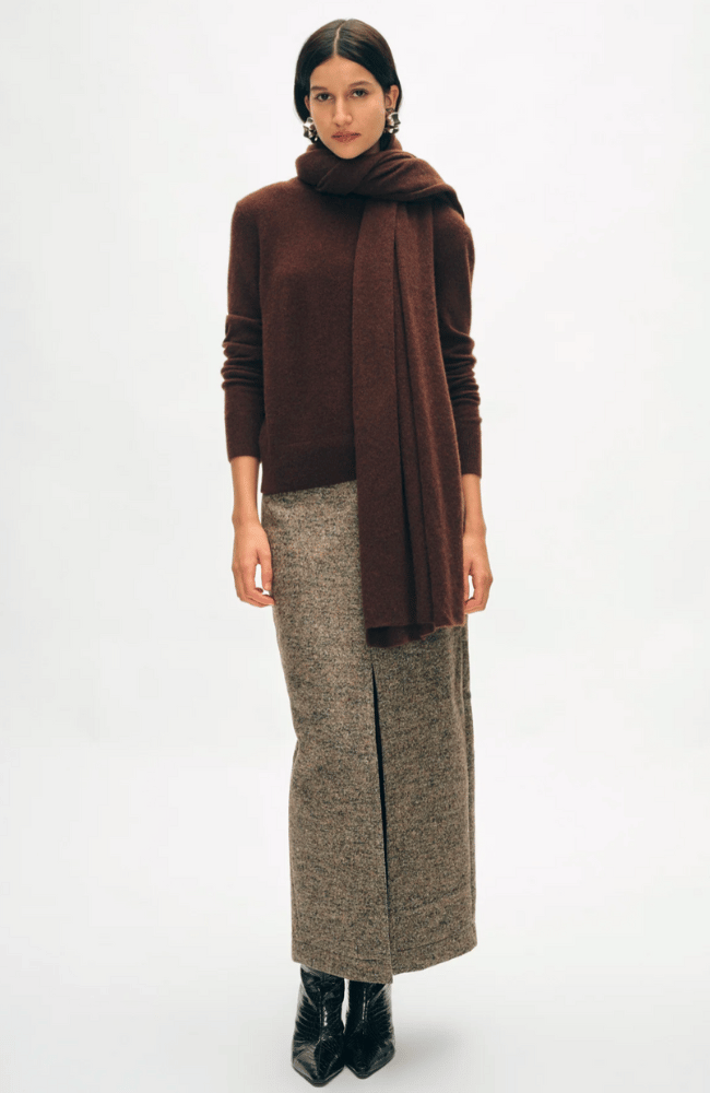 CASHMERE TRAVEL WRAP in ESPRESSO-WHITE + WARREN-FLOW by nicole