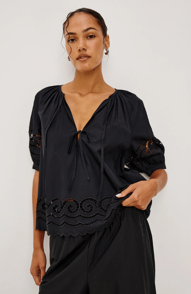 CATALENE TOP in BLACK-RAILS-FLOW by nicole