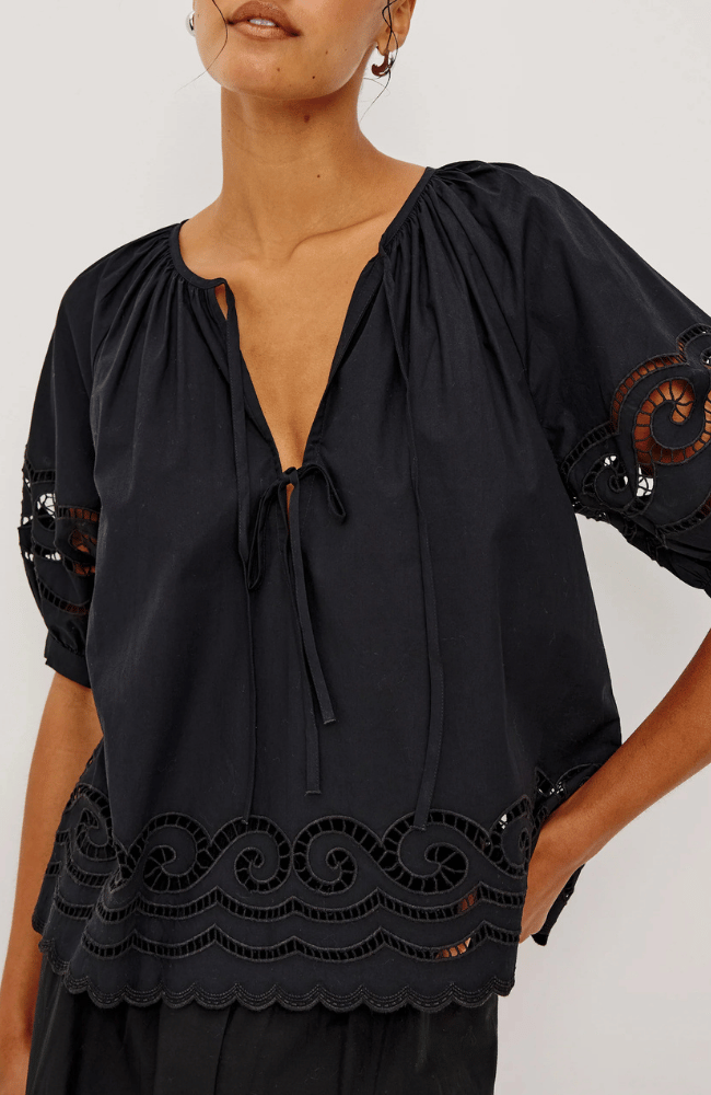 CATALENE TOP in BLACK-RAILS-FLOW by nicole