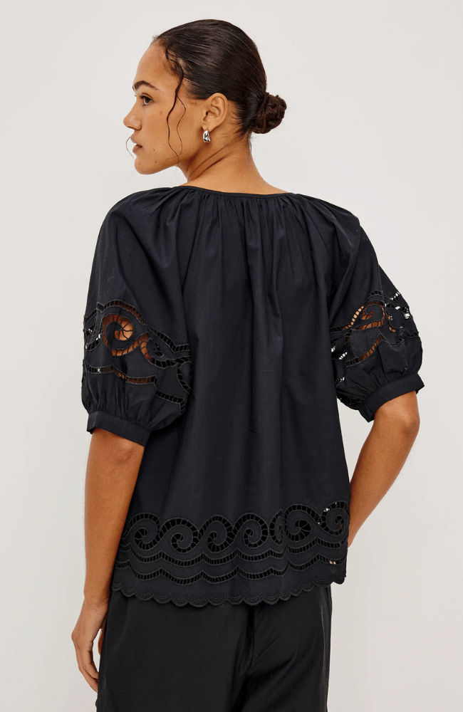 CATALENE TOP in BLACK-RAILS-FLOW by nicole