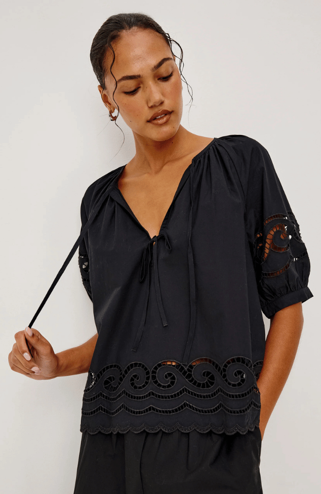 CATALENE TOP in BLACK-RAILS-FLOW by nicole
