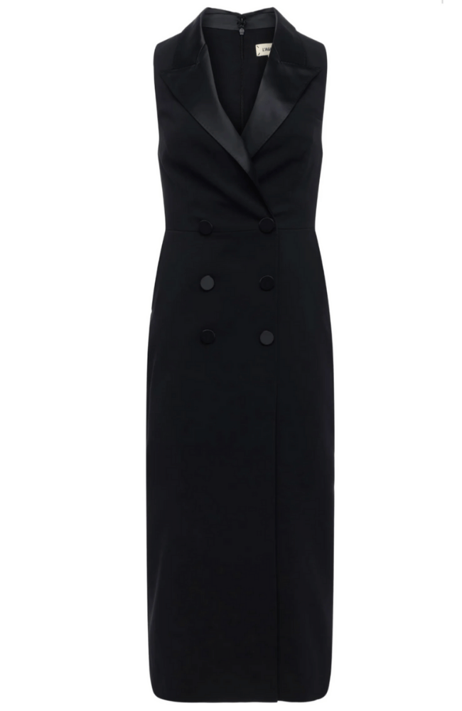 CATHERINE MIDI DRESS in BLACK-L&#39;AGENCE-FLOW by nicole