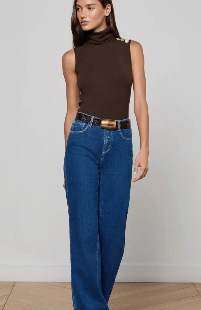 CECI SLEEVELESS TURTLENECK in COFFEE BEAN-L&#39;AGENCE-FLOW by nicole