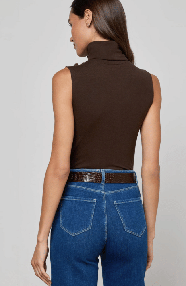 CECI SLEEVELESS TURTLENECK in COFFEE BEAN-L&#39;AGENCE-FLOW by nicole