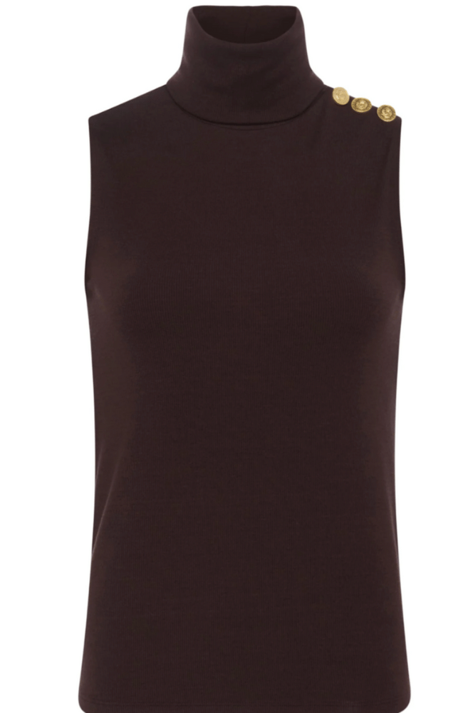 CECI SLEEVELESS TURTLENECK in COFFEE BEAN-L&#39;AGENCE-FLOW by nicole