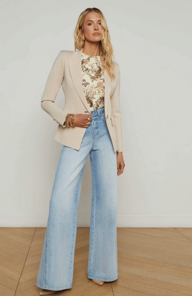 CHAMBERLAIN KNIT BLAZER in IVORY-L&#39;AGENCE-FLOW by nicole