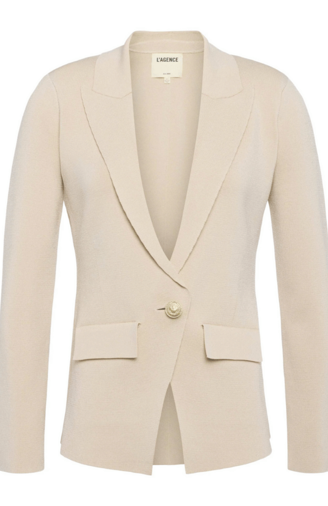 CHAMBERLAIN KNIT BLAZER in IVORY-L&#39;AGENCE-FLOW by nicole