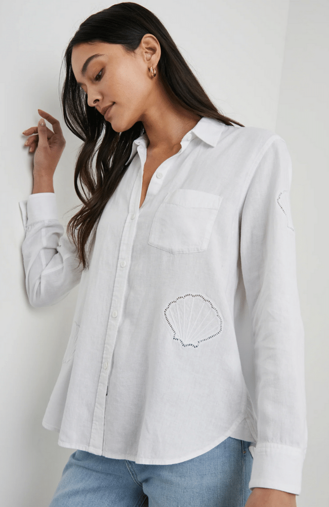 CHARLI SHIRT - WHITE EYELET SHELLS-RAILS-FLOW by nicole