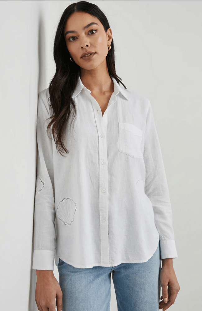 CHARLI SHIRT - WHITE EYELET SHELLS-RAILS-FLOW by nicole