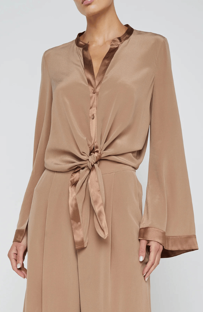 CHARLIZE BELL SLV BLOUSE CHOCOLATE MALT-L'AGENCE-FLOW by nicole