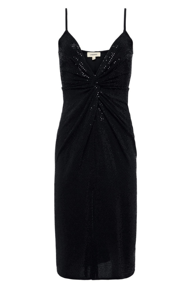 CHATOU TWIST MIDI DRESS - BLACK-L&#39; AGENCE-FLOW by nicole