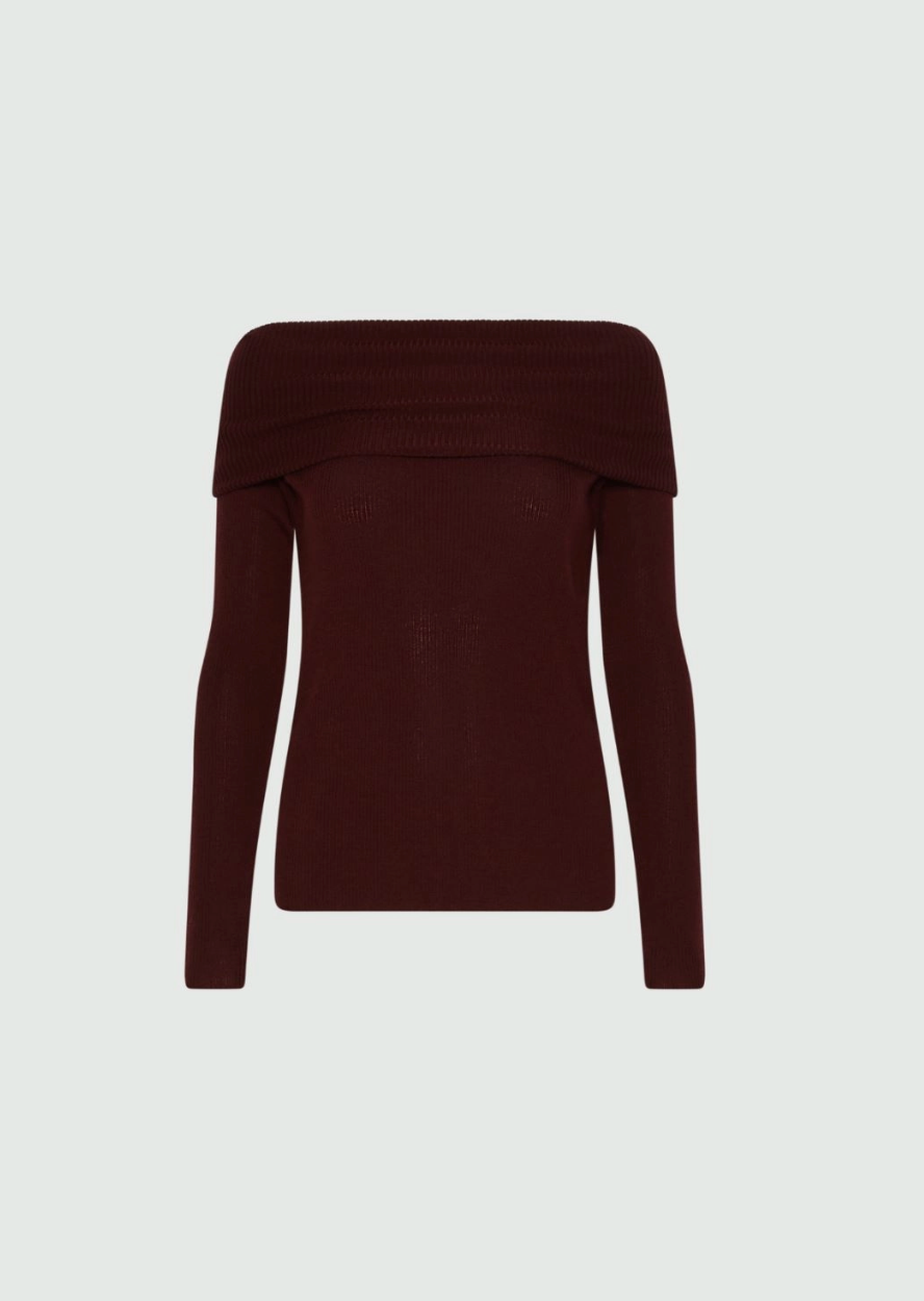 CORRINE SLIM FIT COWL NECK SWEATER in BORDEAUX-MARELLA by MAX MARA-FLOW by nicole