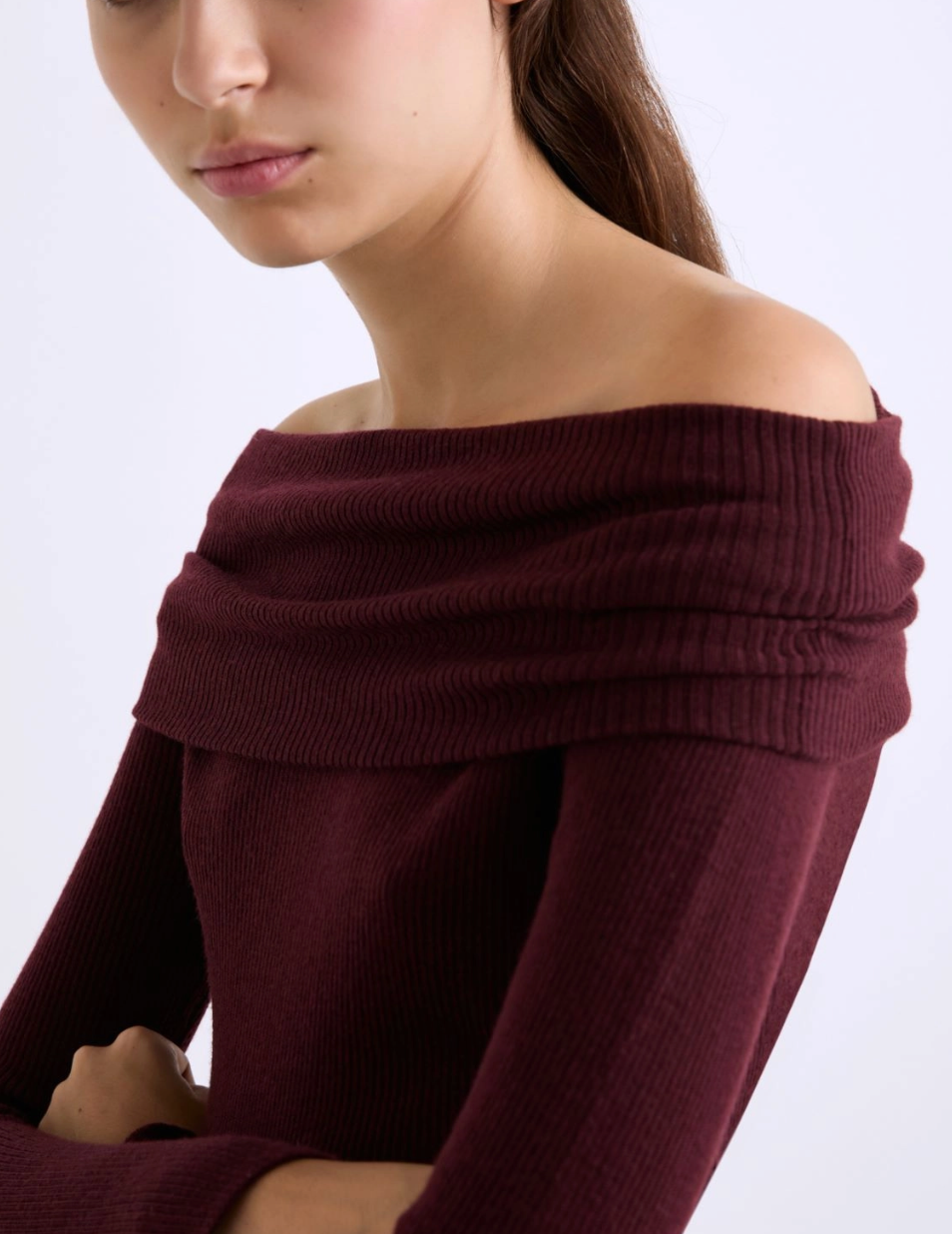 CORRINE SLIM FIT COWL NECK SWEATER in BORDEAUX-MARELLA by MAX MARA-FLOW by nicole