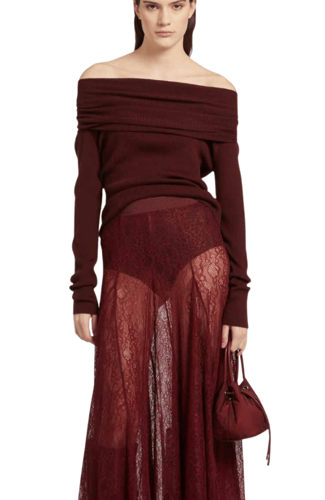 CORRINE SLIM FIT COWL NECK SWEATER in BORDEAUX-MARELLA by MAX MARA-FLOW by nicole