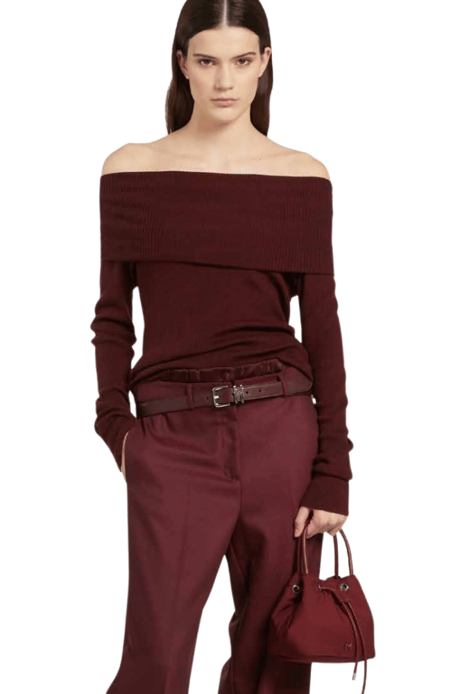 CORRINE SLIM FIT COWL NECK SWEATER in BORDEAUX-MARELLA by MAX MARA-FLOW by nicole