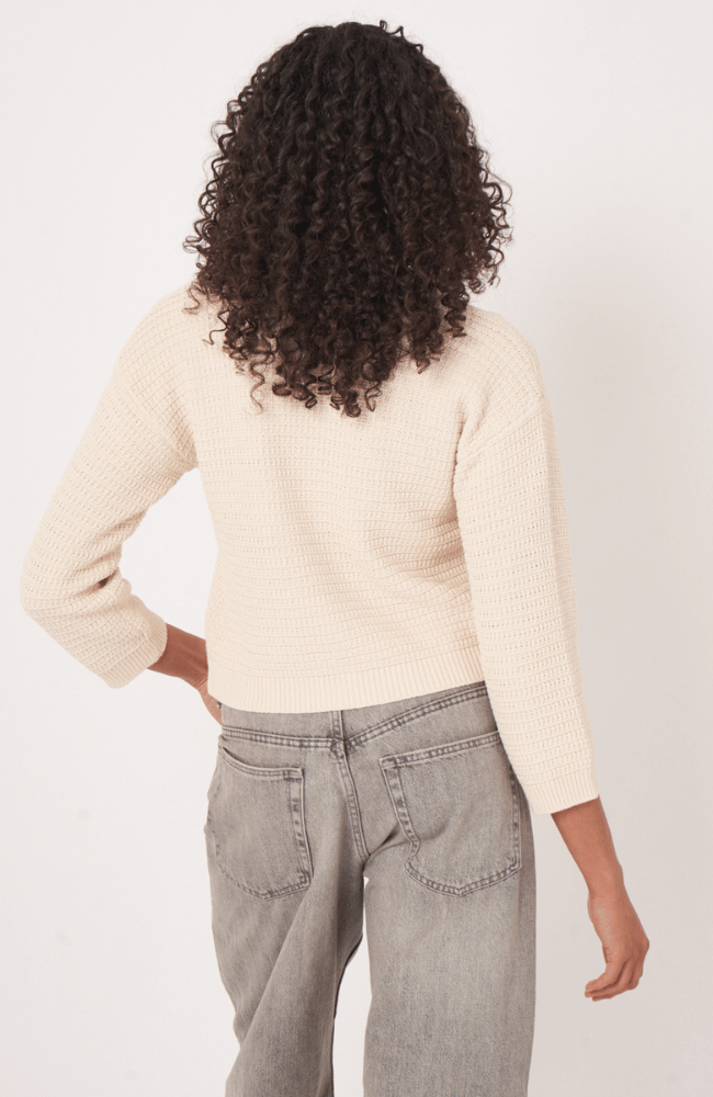 COTTON KNITTED CARDIGAN in IVORY-REPEAT-FLOW by nicole