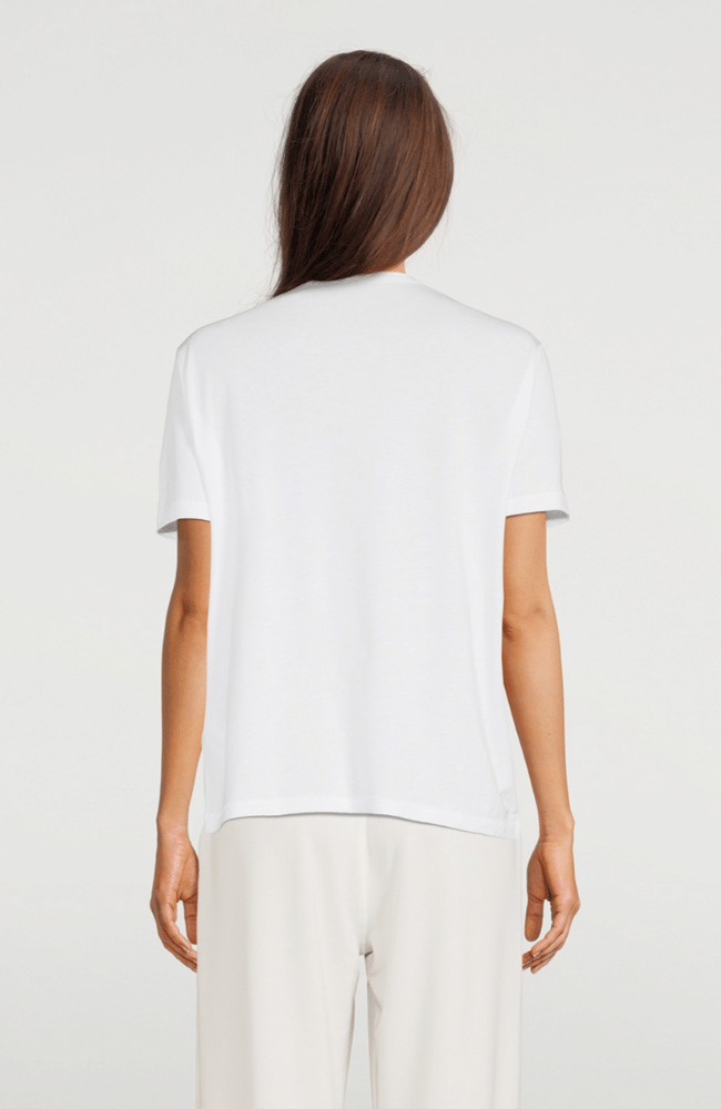 COTTON SEMI RELAXED CREWNECK TEE - WHITE-MAJESTIC FILATURES-FLOW by nicole
