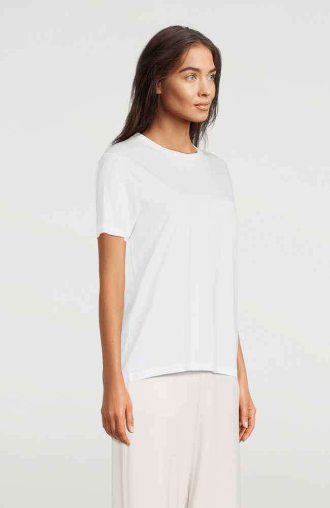COTTON SEMI RELAXED CREWNECK TEE - WHITE-MAJESTIC FILATURES-FLOW by nicole