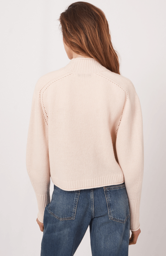 CROPPED MERINO WOOL CARDIGAN in PEARL-REPEAT-FLOW by nicole