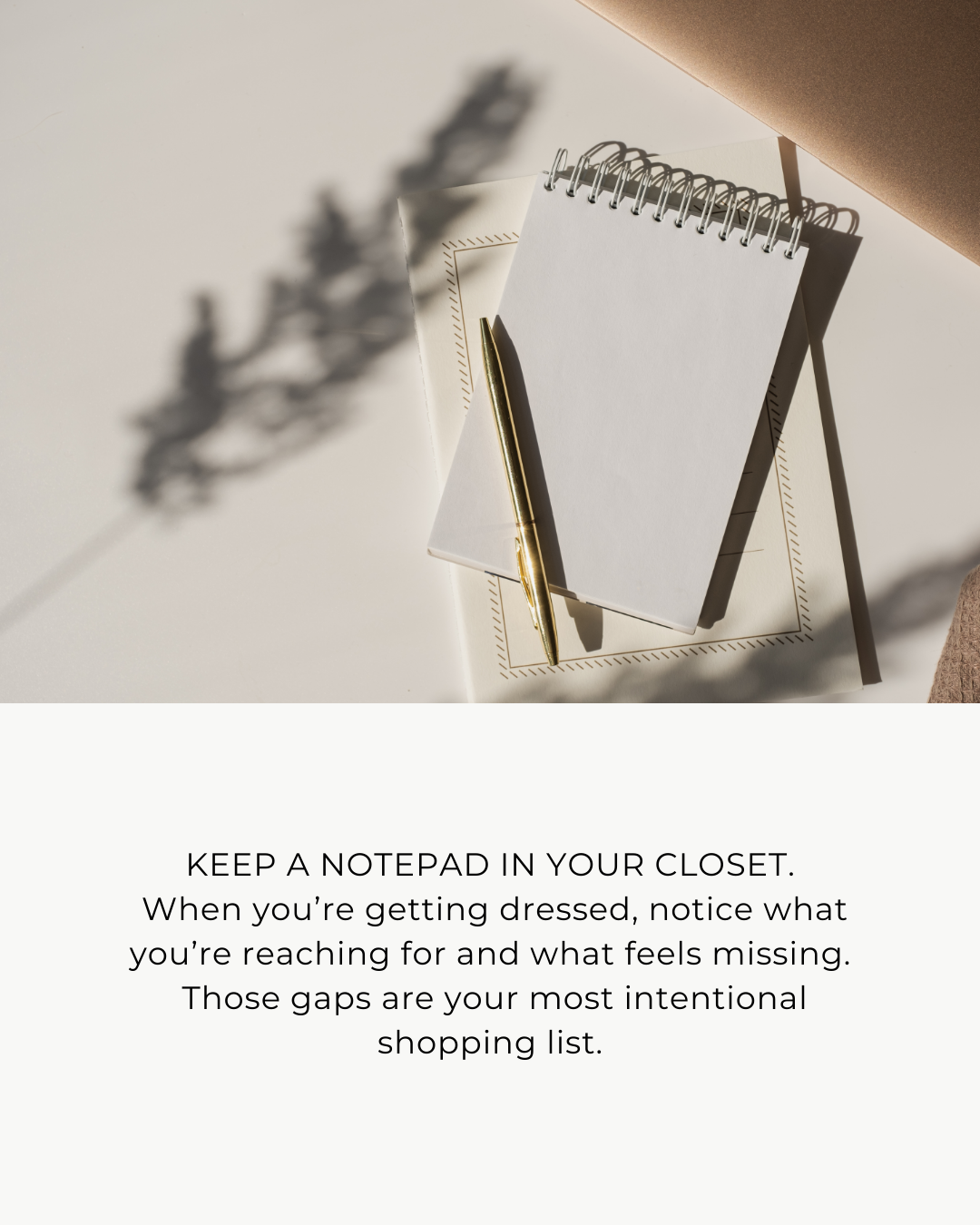 notepad in closet for keeping alist of what to buy next