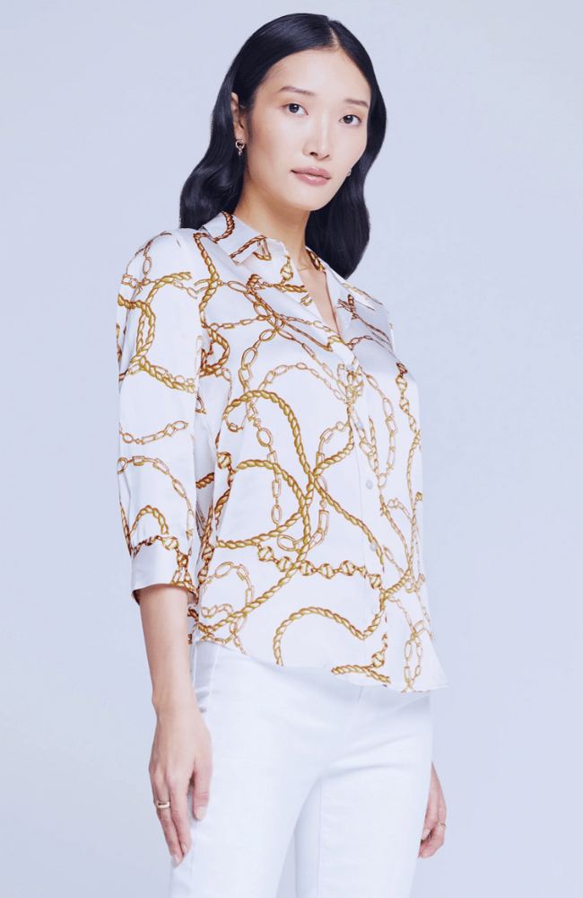 DANI BLOUSE - WHITE MULTI ROPE CHAIN-L&#39; AGENCE-FLOW by nicole