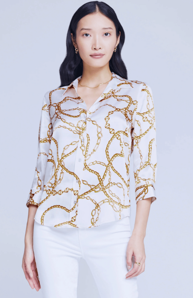 DANI BLOUSE - WHITE MULTI ROPE CHAIN-L' AGENCE-FLOW by nicole