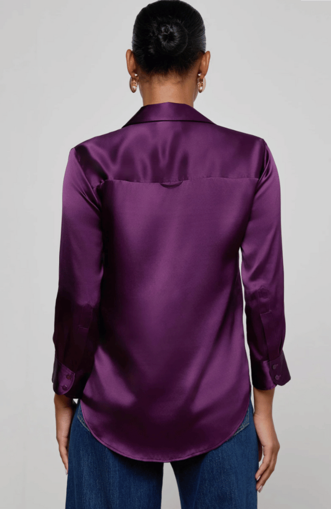 DANI SILK BLOUSE in MEDIUM VIOLET-L'AGENCE-FLOW by nicole