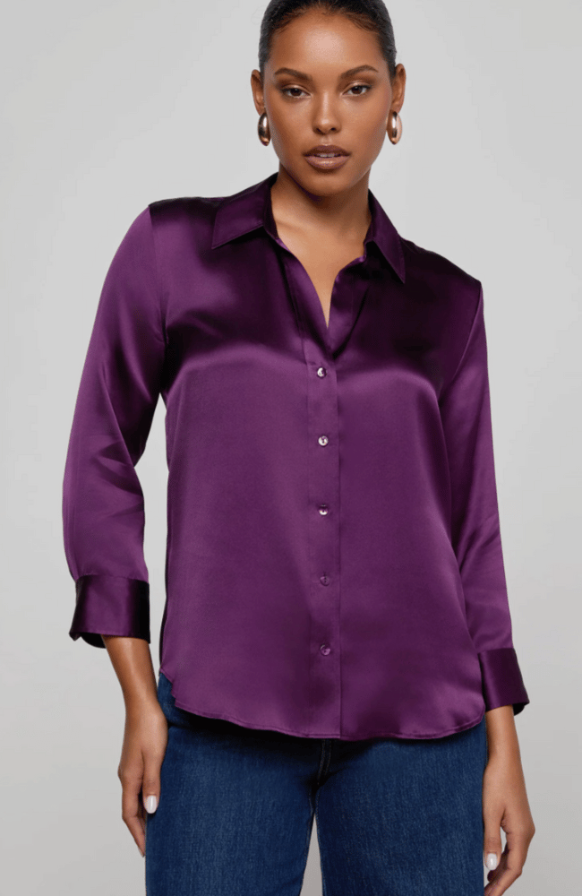 DANI SILK BLOUSE in MEDIUM VIOLET-L'AGENCE-FLOW by nicole