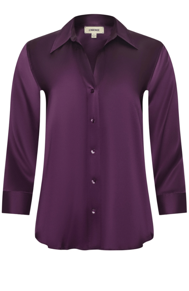 DANI SILK BLOUSE in MEDIUM VIOLET-L'AGENCE-FLOW by nicole