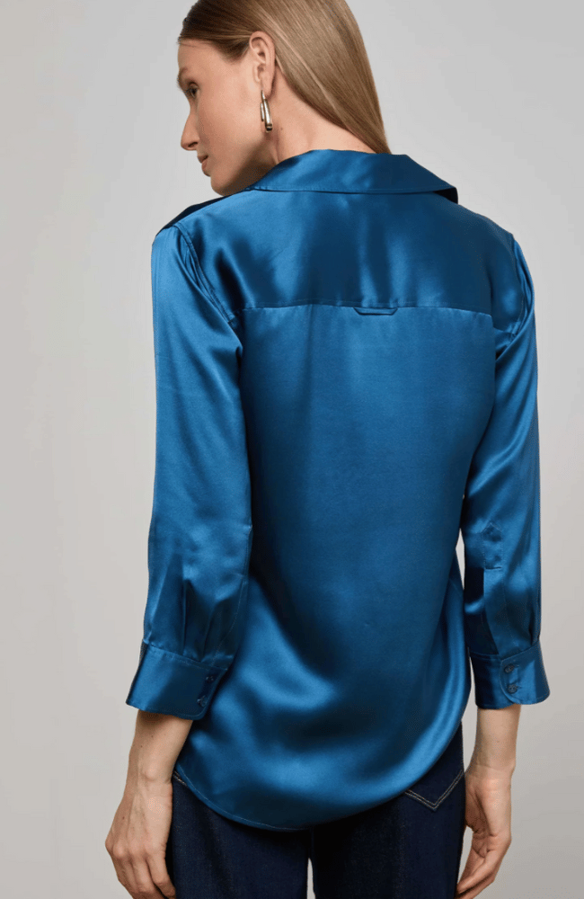 DANI SILK BLOUSE in STONE BLUE-L'AGENCE-FLOW by nicole