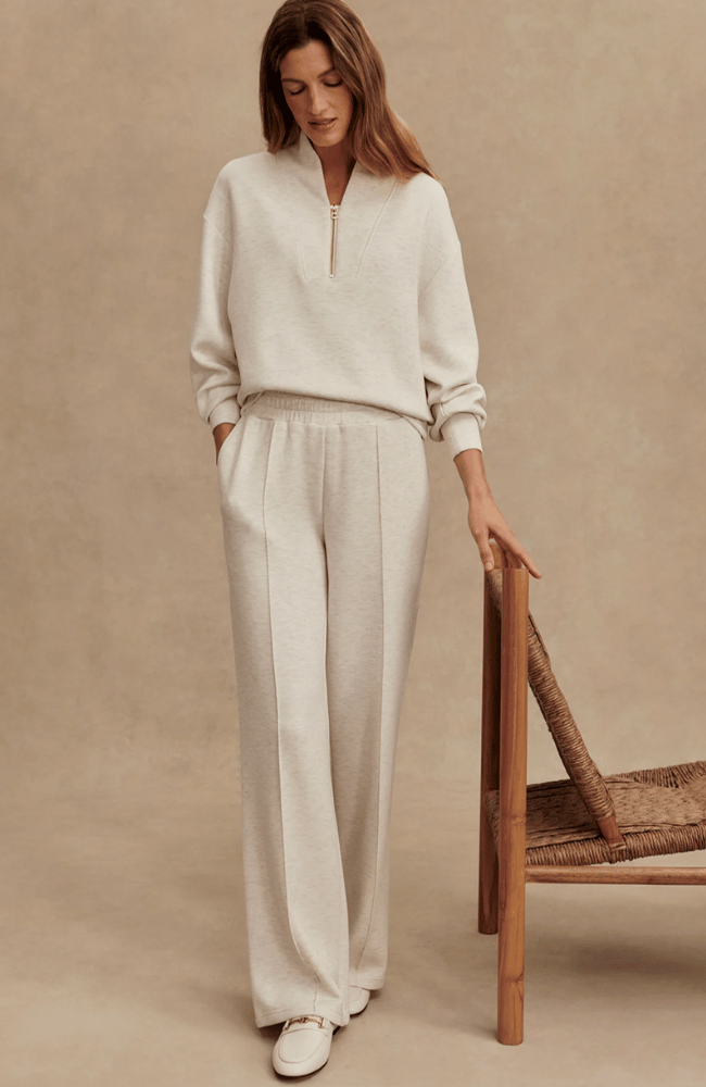 DAVIDSON SWEAT in IVORY MARL-Varley-FLOW by nicole