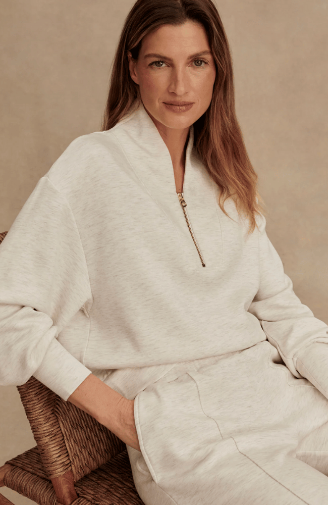 DAVIDSON SWEAT in IVORY MARL-Varley-FLOW by nicole