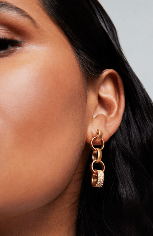 PETIT PAVE STATEMENT CHAIN EARRINGS-DEAN DAVIDSON-FLOW BY NICOLE CANADA