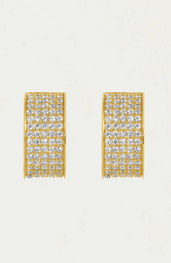 PETIT PAVE THICK HUGGIE HOOPS WHITE TOPAZ-DEAN DAVIDSON-FLOW BY NICOLE CANADA