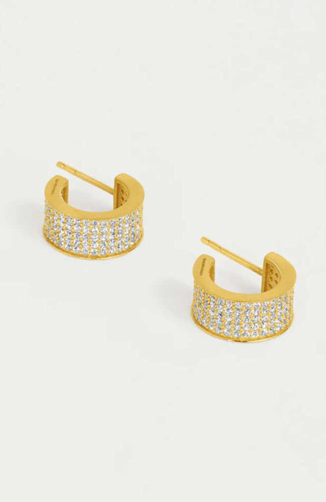 PETIT PAVE THICK HUGGIE HOOPS WHITE TOPAZ-DEAN DAVIDSON-FLOW BY NICOLE CANADA