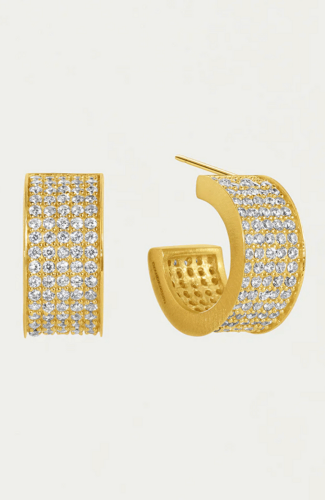 PETIT PAVE THICK HUGGIE HOOPS WHITE TOPAZ-DEAN DAVIDSON-FLOW BY NICOLE CANADA