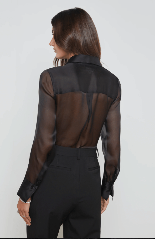 DIVYA SILK TUXEDO SHIRT-L&#39; AGENCE-FLOW by nicole