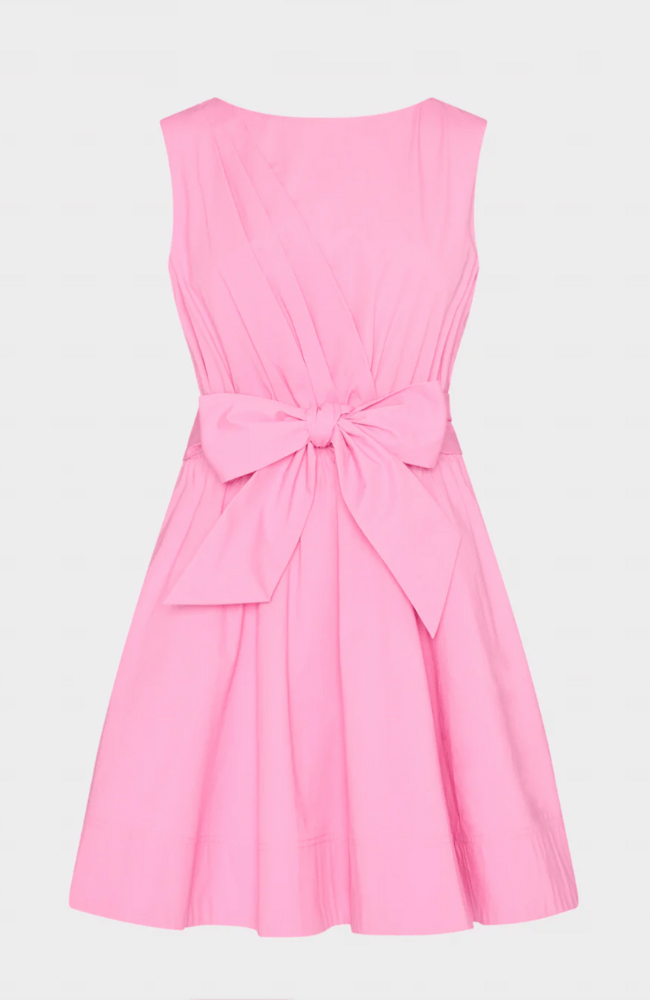 DRAPED SLEEVELESS COTTON POPLIN MINI DRESS in PINK-MILLY-FLOW by nicole