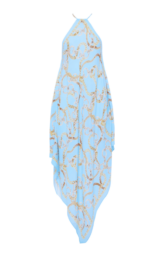 ELISE HALTER MIDI DRESS in SKY BLUE MULTI CHAIN-L'AGENCE-FLOW by nicole