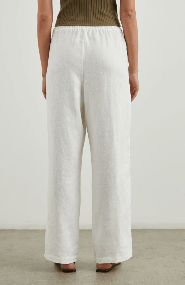 EMMIE LINEN PANT in WHITE-RAILS-FLOW by nicole