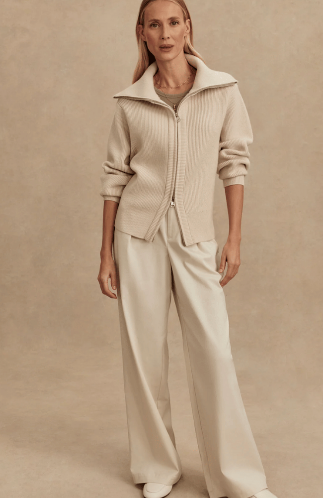 ENRICO ZIP-THROUGH KNIT JACKET in SILVER BIRCH-Varley-FLOW by nicole