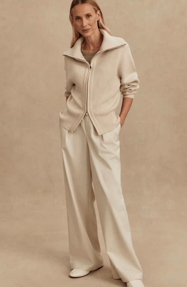 ENRICO ZIP-THROUGH KNIT JACKET in SILVER BIRCH-Varley-FLOW by nicole