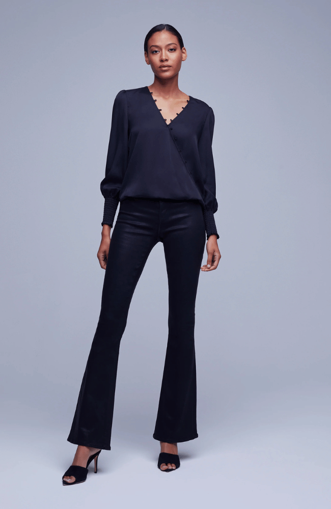 ENZO CROSS FRONT BLOUSE - BLACK-L&#39; AGENCE-FLOW by nicole