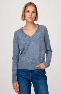 Essential Cashmere V Neck – White + Warren